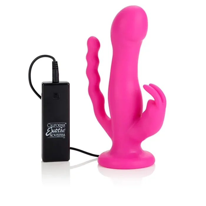 10-Function Silicone Love Rider Triple Rider in Pink