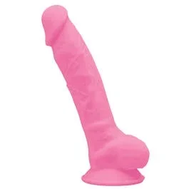 17,5 x 3,5 cm – Glow in the Dark – Dual Density – Thermoreaktiver Dildo mit Saugnapf – pink
