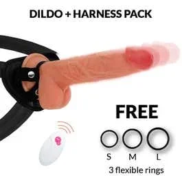 23,8 x 4,3 cm Cyber Silicock Master Ben Remote Control Vibrator with Strap-On Harness flesh