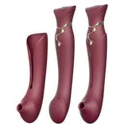 23 x 3,5 cm Zalo Queen Set G-Spot Pulsewave Vibrator red wine – Akku Power