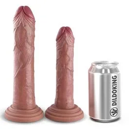 25 x 5,3 cm – Twins – M & L – Realistische Dual Density Dildos mit Saugnapf – KlicLok – tan