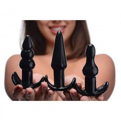 4 Piece Vibrating Anal Plug Set – Black