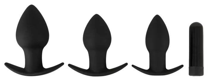 4-teiliges „Butt plug set“ mit 3 Analplugs + 1 Vibrobullet Black Velvets