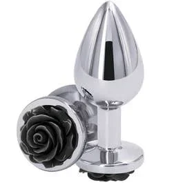 9 x 3,5 cm – Rear Assets Rose Buttplug – M – silver/black