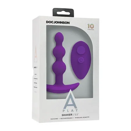 A Play Shaker Rechargeable Silicone Anal Plug w/Remote – Purple