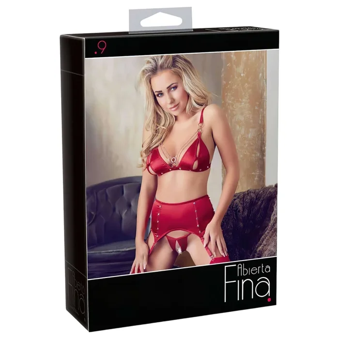 Abierta Fina – Funkelndes Kettendessous-Set (Rot) – M