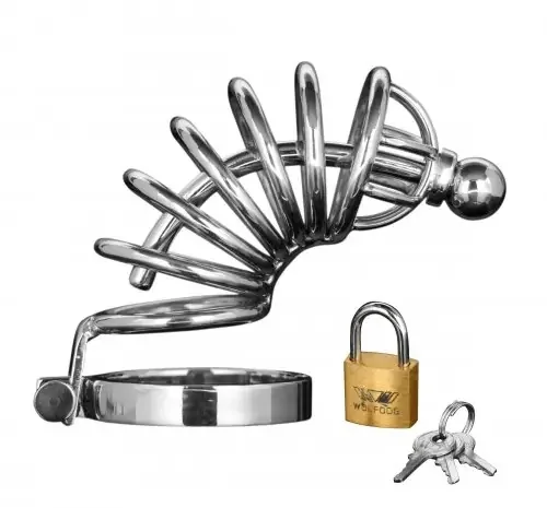 Abschließbarer Keuschheitskäfig mit 4 Ringen