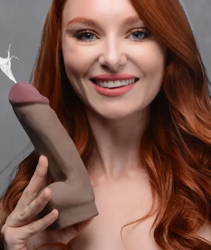 Abspritz-Dildo – hautfarben dunkel
