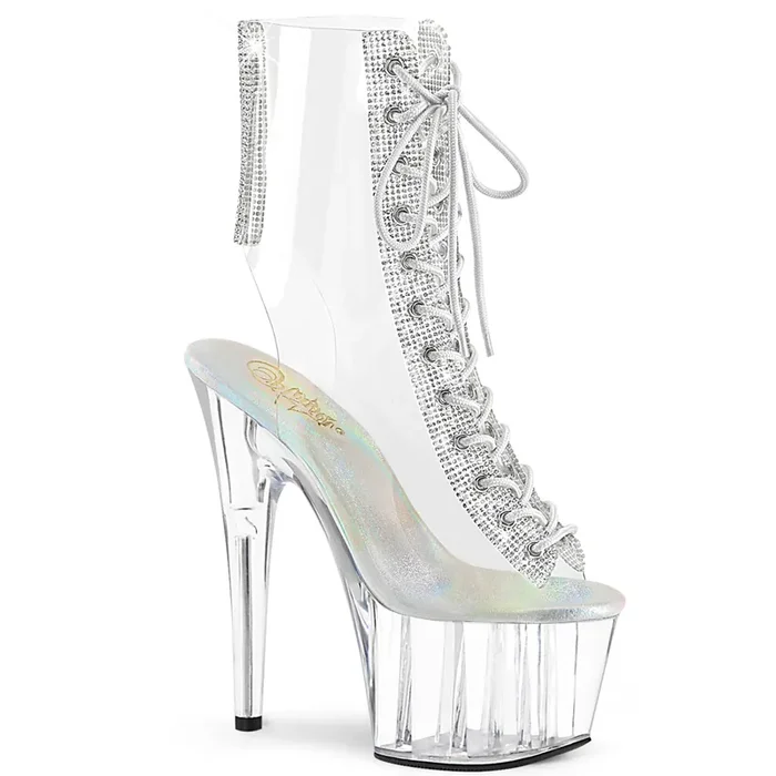 ADORE-1016C-2 (High Heel Größe 8 – Gr. 38, High Heel Farbe Transparent Strass / Transparent)