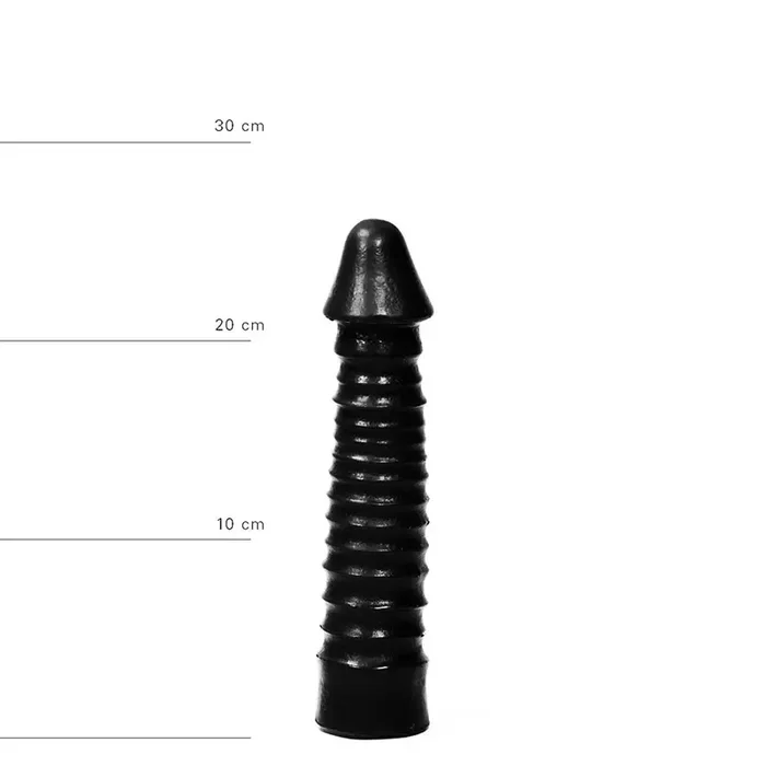 All Black – Großer Dildo mit geripptem Schaft – Schwarz