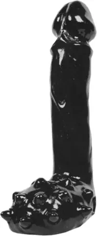All Black Dildo realistisch mit Noppen – schwarz