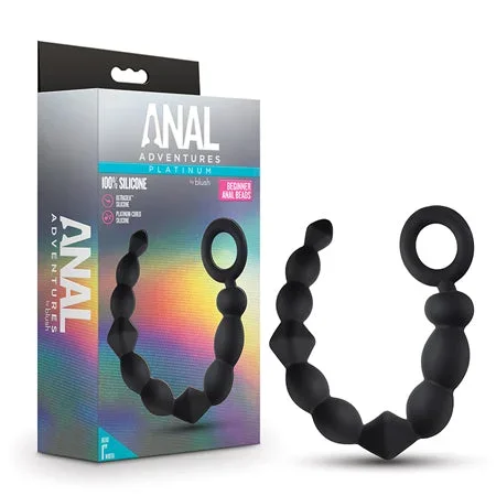 Anal Adventures Platinum – Silicone Beginner Anal Beads – Black