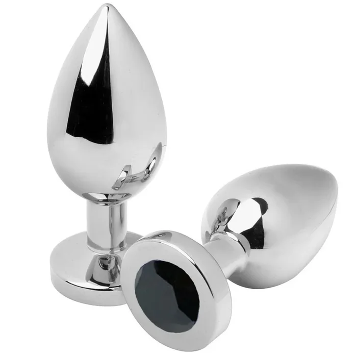 Analplug Metall Hart mit schwarzem Kristall, Klein