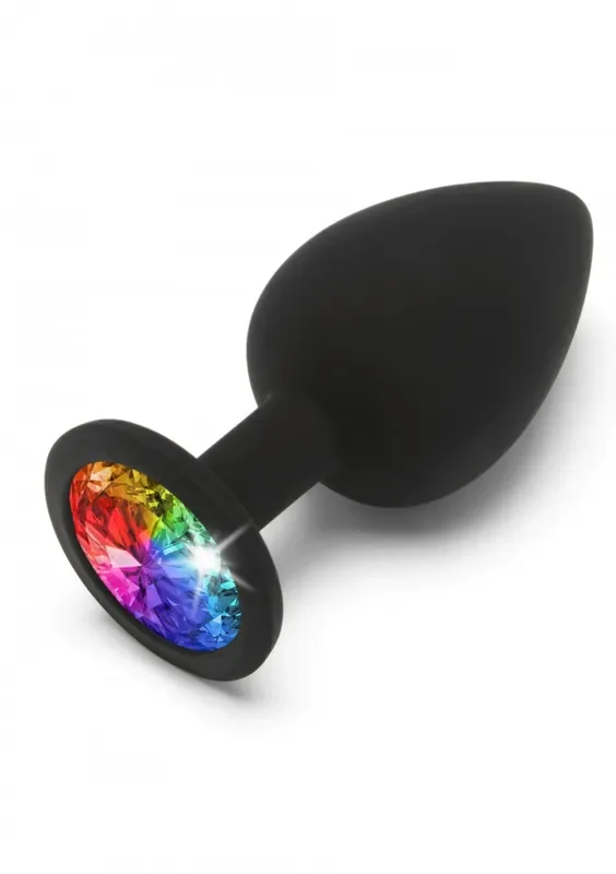 Analplug mit Regenbogen-Strassstein large