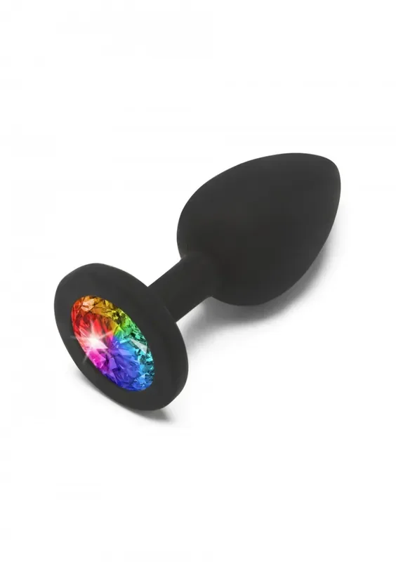 Analplug mit Regenbogen-Strassstein small