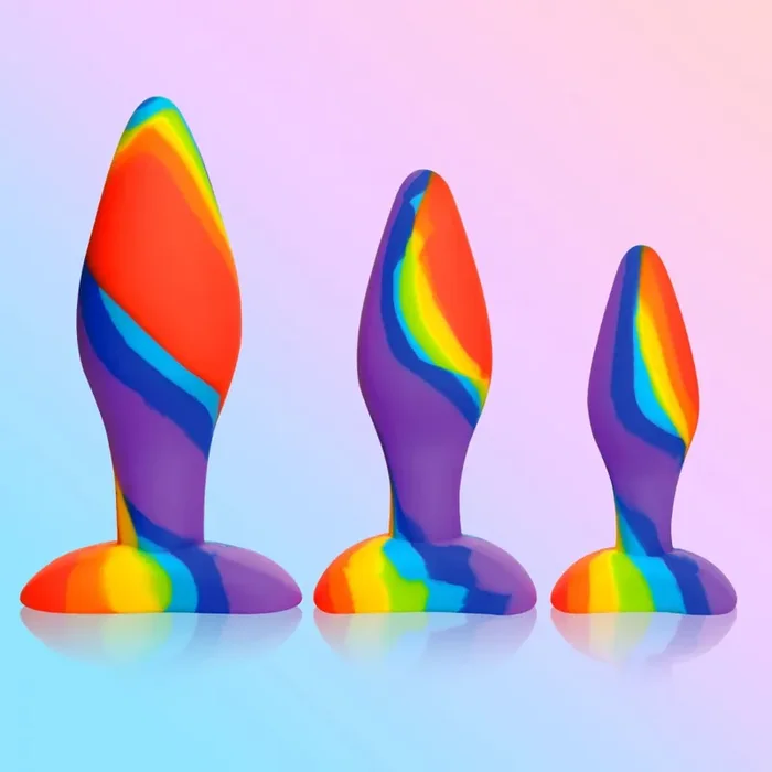 Analplug-Set aus Silikon in Regenbogenfarben