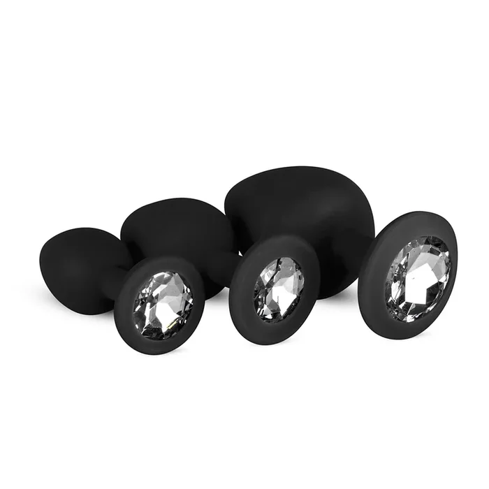 Analplug Set mit Diamant, Schwarz