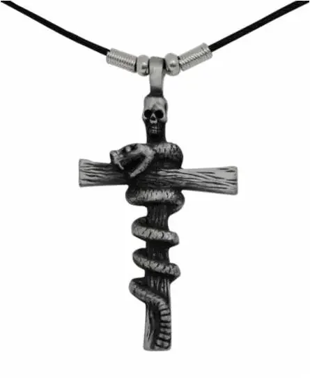 Anhänger – Kreuz mit Schlange und Totenkopf