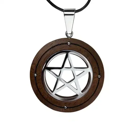 Anhänger ‘Pentagramm II‘ Holz und Edelstahl