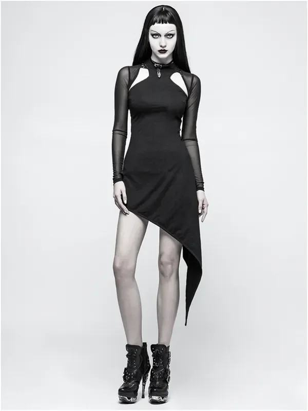Asymmetrisches Kleid mit transparenten Ärmeln