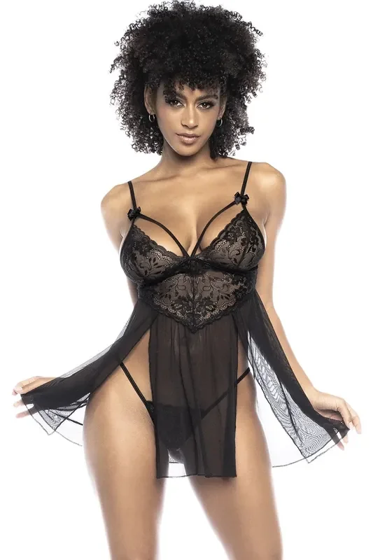 Babydoll aus Spitze und Netzstoff