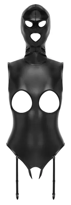 Bad Kitty – Offene Cup Body mit Kopfhaube – Schwarz