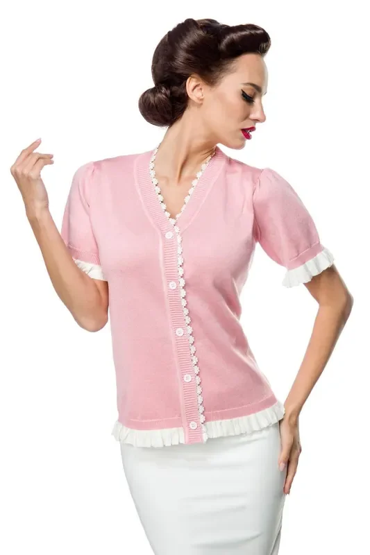 Basic Strickjacke Rosa
