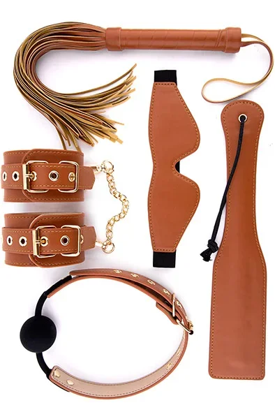 BDSM Set Cognac aus veganem Leder