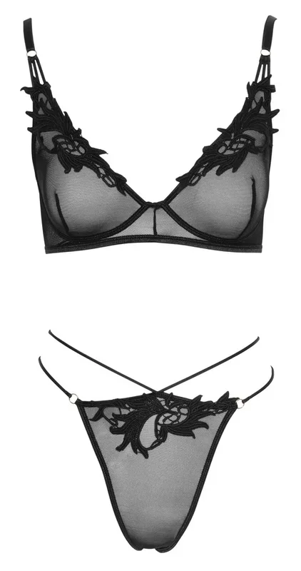 BH plus String, aus Powernet mit edlen Stickerei-Applikationen Cottelli LINGERIE