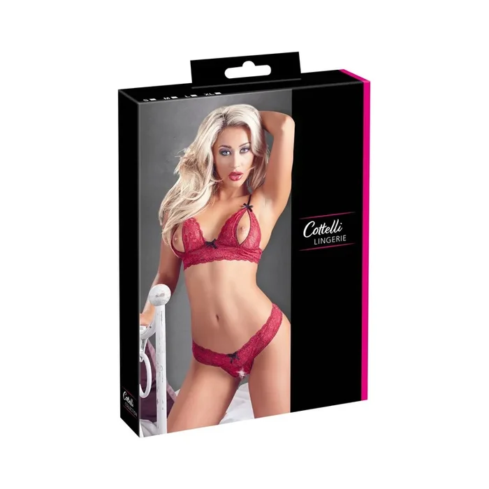 BH-Set aus Spitze – Soft-BH + Rio-String ouvert – Rot