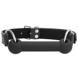 Black & White – Silicone Bit Gag – Beißknebel – mit verstellbaren Lederriemen – black