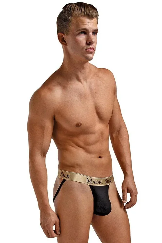 Black Rib Knit Jock Strap in S/M