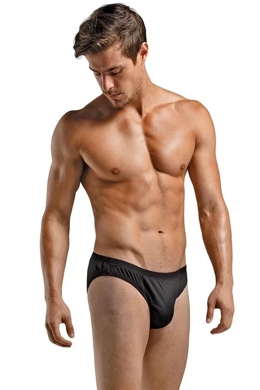 Black Rib Knit Men’s Brief in M