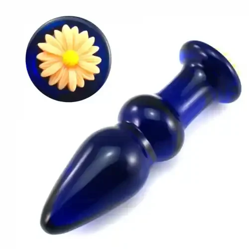 Blauer Glasplug ‘Blume‘