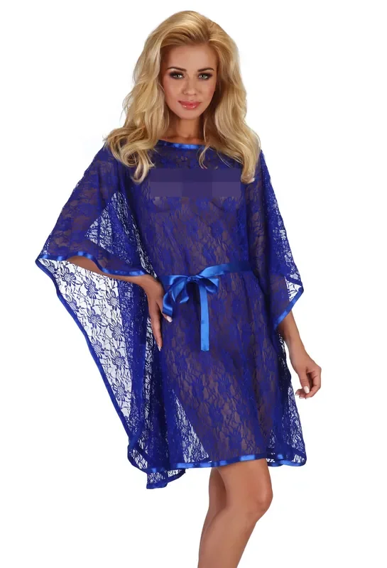 Blauer Spitzen-Poncho