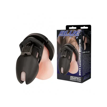 Blue Line Silicone Chastity Cage – Black