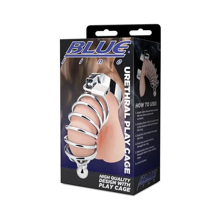 Blue Line Urethral Play Cage – Silver