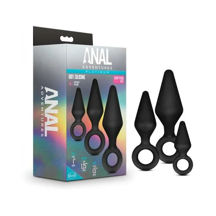 Blush Anal Adventures Platinum Silicone Loop Plug Kit – Black