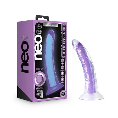 Blush Neo Elite Glow in the Dark Light 7′ Silicone Dual Density Dildo – Neon Purple