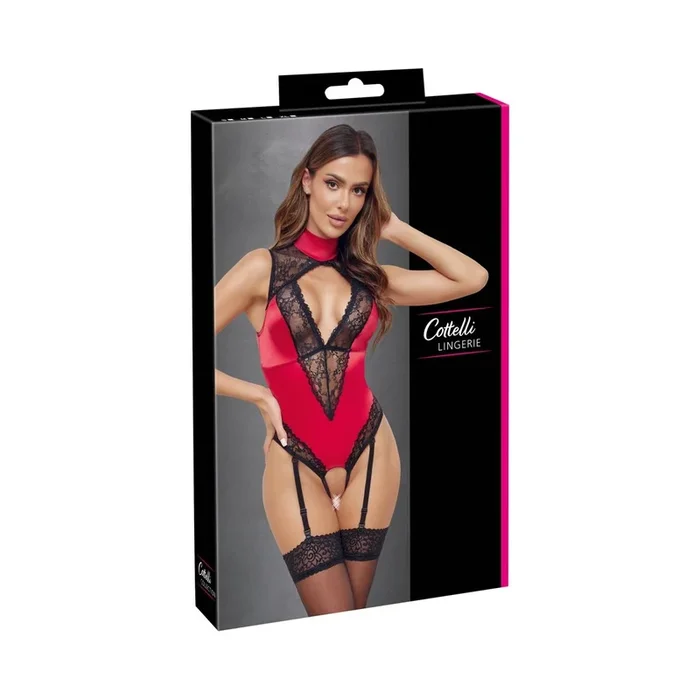 Body ouvert rot/schwarz – Größe – M