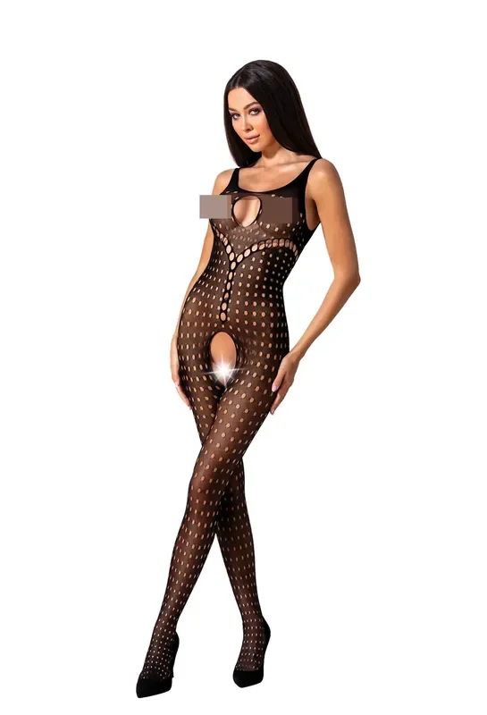 Bodystocking mit vielen offenen Löchern – schwarz