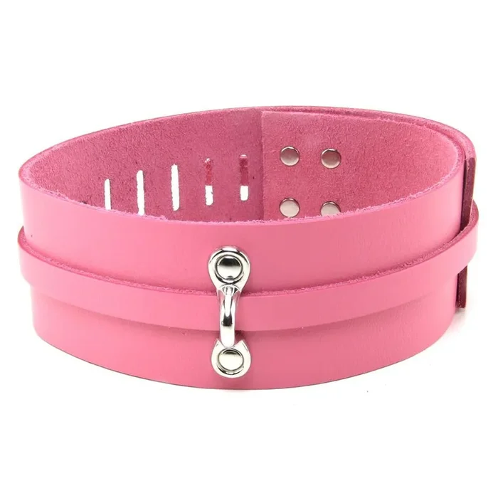 Bondage Basics Leather Collar in Pink