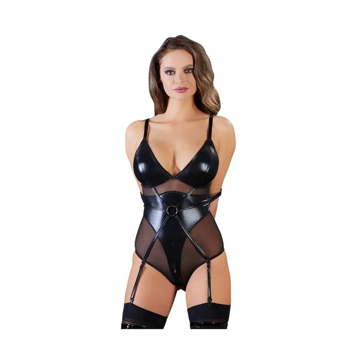 Bondage Damen-Body aus Powernet mit Handschlaufen – Schwarz – Größe S
