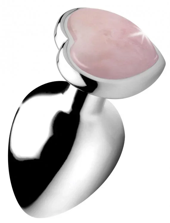 Booty Sparks Gemstones Rose Quartz Heart Anal Plug – Large