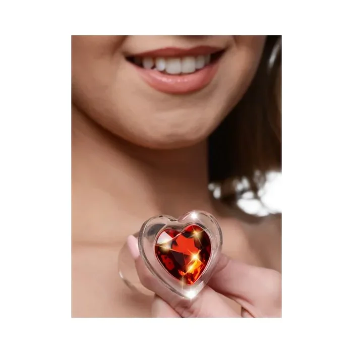 Booty Sparks Red Heart Gem Glass Anal Plug – Large