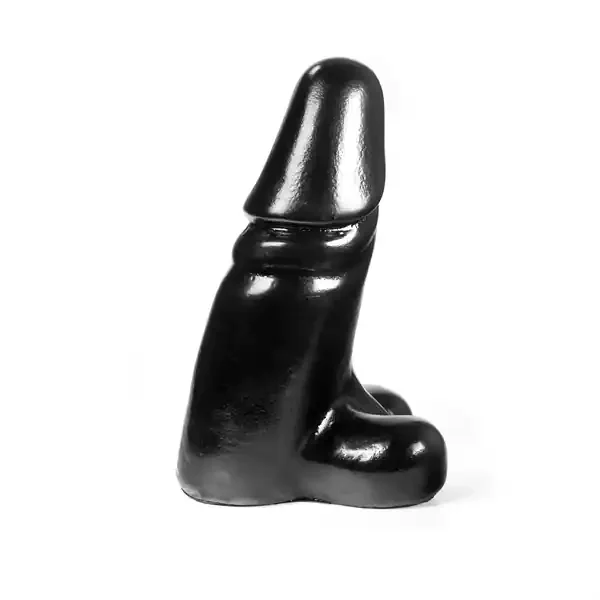 Breiter Dildo mit Hoden und Eichel – schwarz