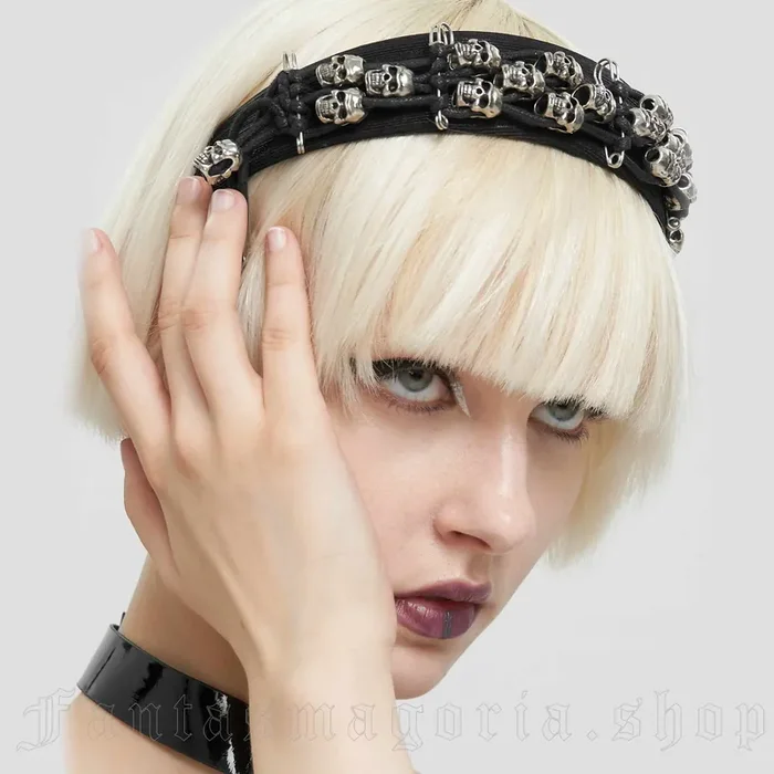 Breiter Haarreif mit Totenkopfdetails