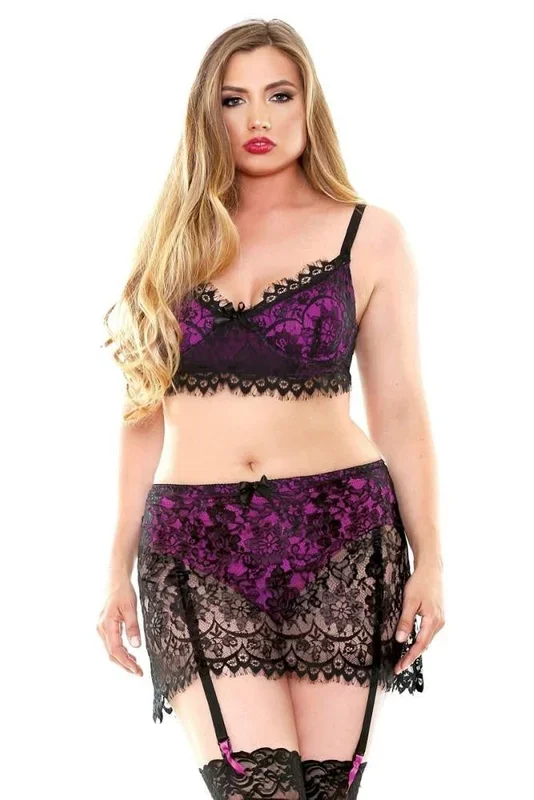 Bridgette Lace Bra, Skirt & Matching Panty in 1X