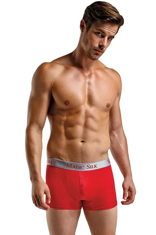 Bright Red Silk Button Pouch Boxers in L