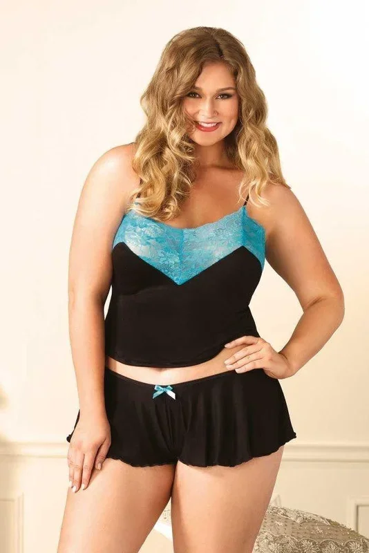 Brushed Jersey Cami & Flutter Boyshorts in 1X/2X